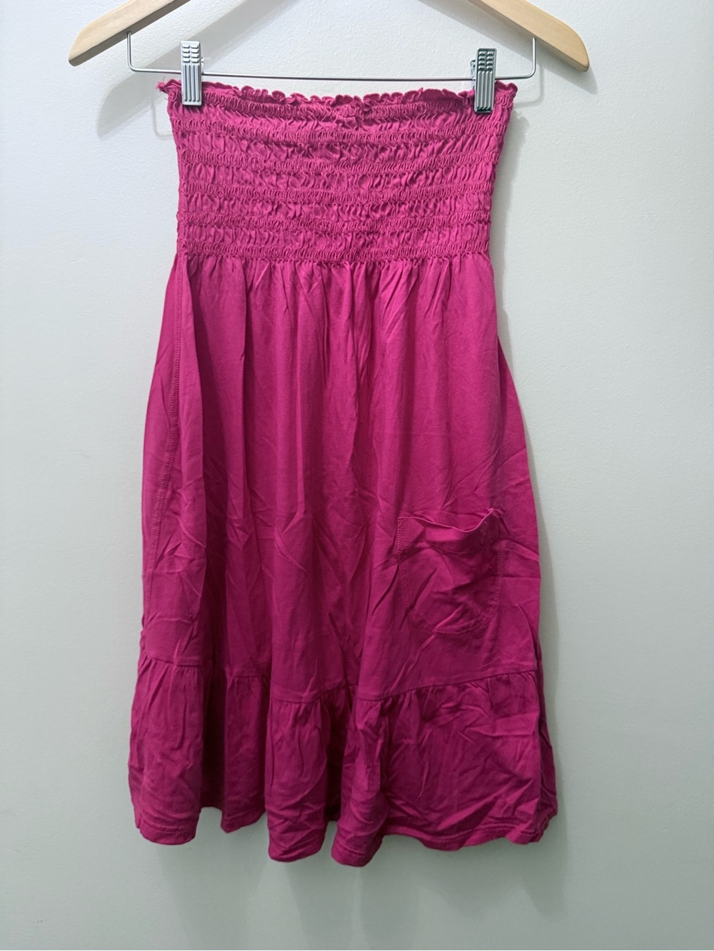 Y2K Aerie Strapless Tube Mini Short Dress Ruffle Hot Pink M Bratz Barbie Badie